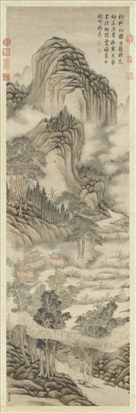 清高宗御題山寺朝嵐圖　軸