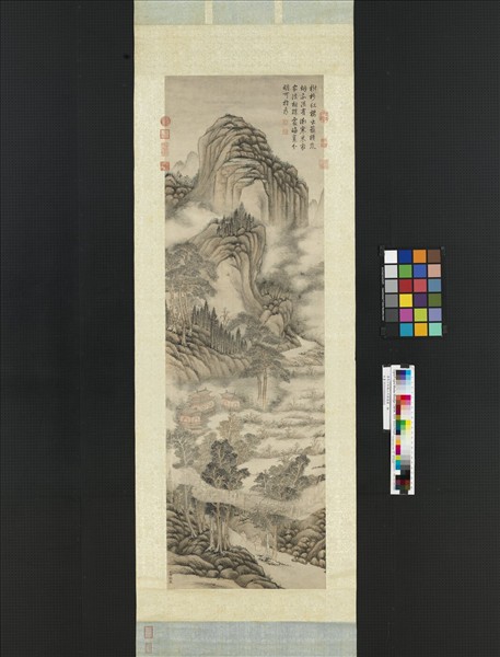 清高宗御題山寺朝嵐圖　軸