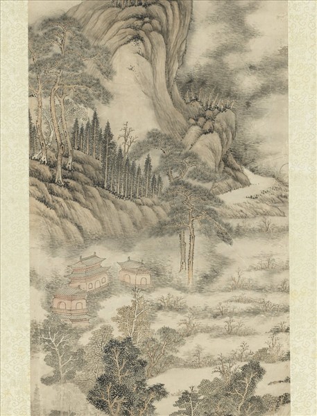 清高宗御題山寺朝嵐圖　軸