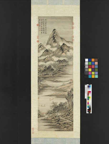 清高宗御題漁莊雨霽　軸