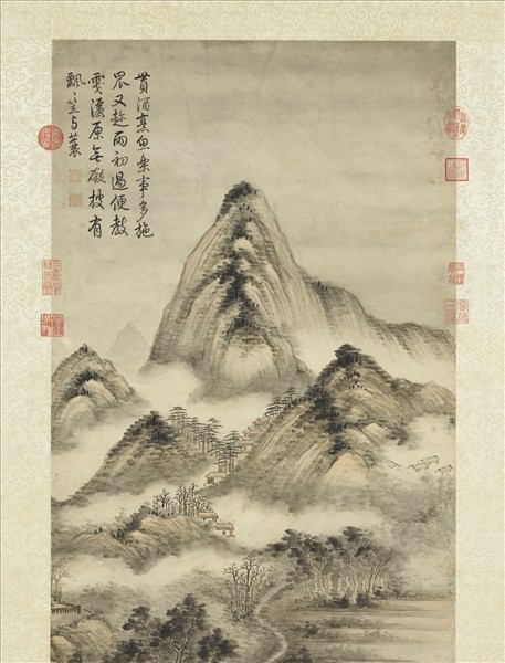 清高宗御題漁莊雨霽　軸