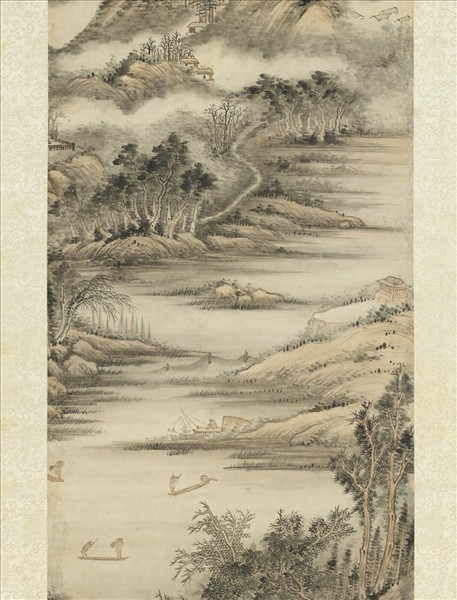 清高宗御題漁莊雨霽　軸