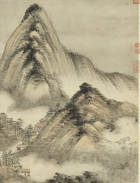 清高宗御題漁莊雨霽　軸