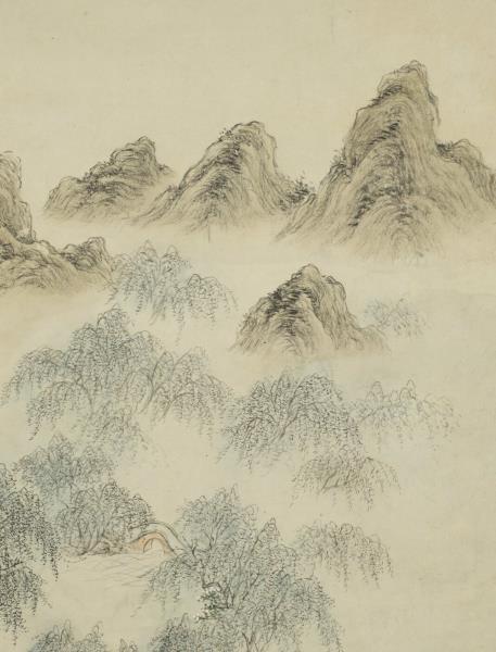 清董邦達花港觀魚御題　軸