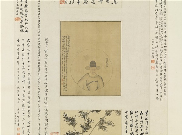 清法式善畫李東陽像羅聘補竹　軸　羅聘補竹