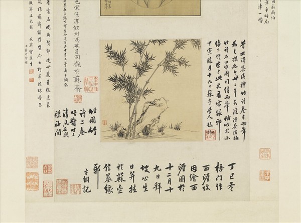 清法式善畫李東陽像羅聘補竹　軸　羅聘補竹