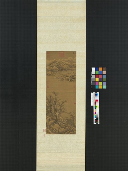 明張羽畫寒巖積雪　軸