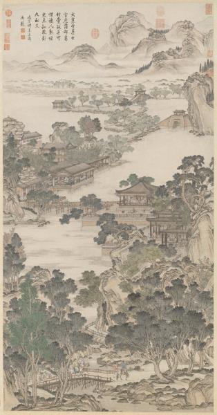 清張廷彥畫登瀛洲圖　軸