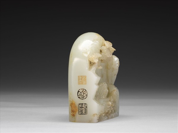 玉童子一對（玉山子乾隆後製）