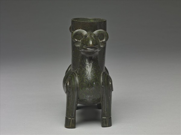 銅錯金銀雙羊尊