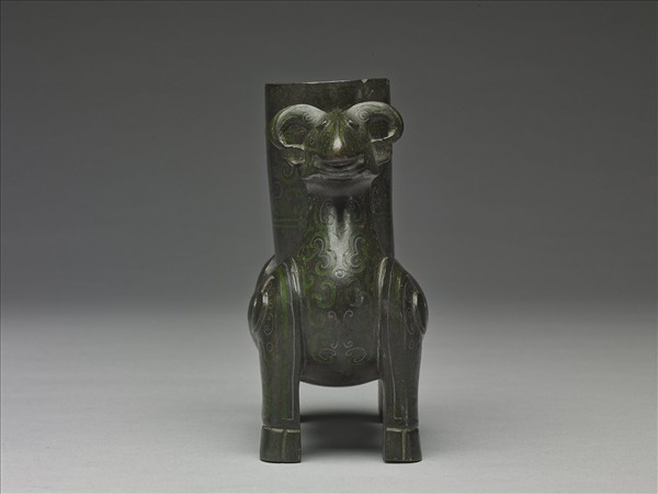 銅錯金銀雙羊尊