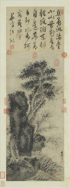 明周臣畫竹柏　軸