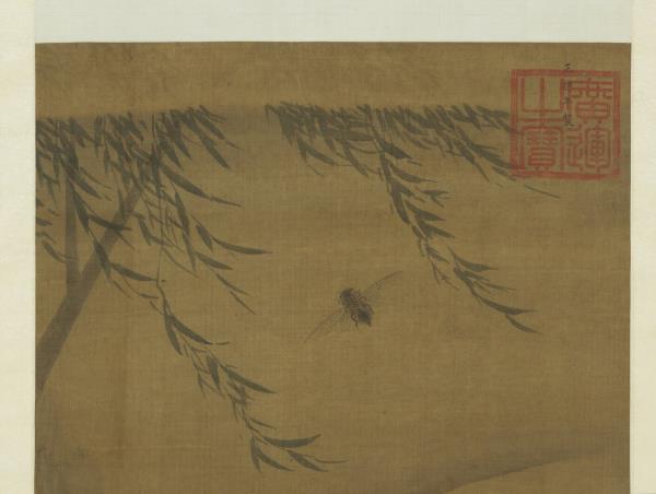 明武宗畫哈叭驚蟬圖　軸