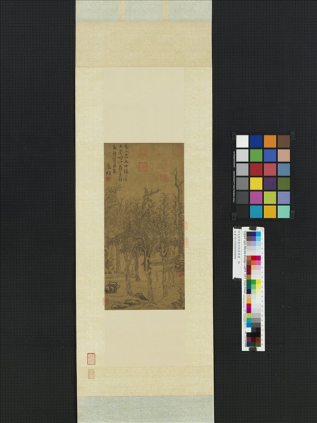 明文徵明畫空林落葉圖　軸