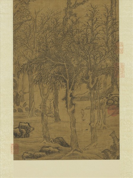 明文徵明畫空林落葉圖　軸