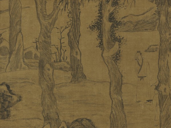 明文徵明畫空林落葉圖　軸