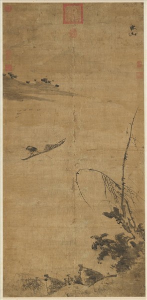 明林山風雨歸舟圖　軸