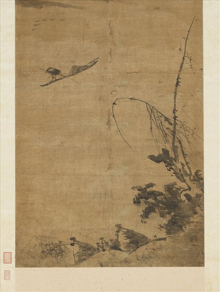 明林山風雨歸舟圖　軸