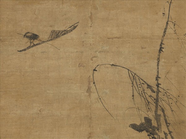 明林山風雨歸舟圖　軸