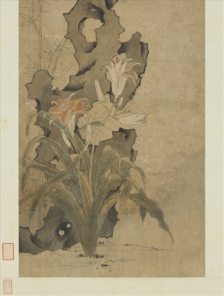 明陳洪綬畫壽萱圖　軸