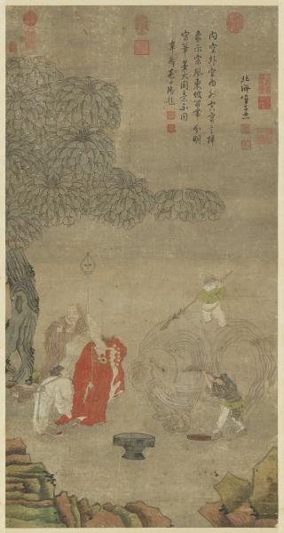 明崔子忠掃象圖　軸