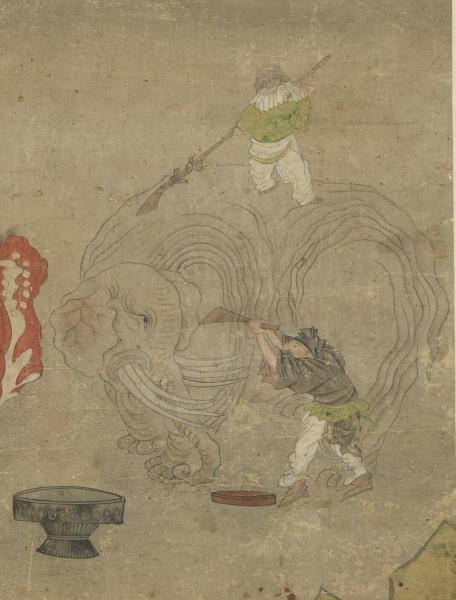 明崔子忠掃象圖　軸