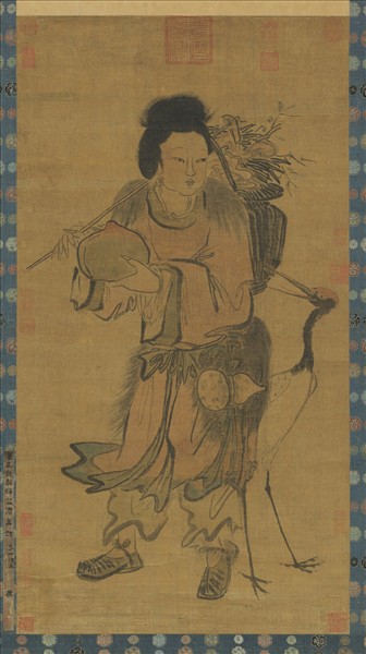 五代南唐王齊翰采芝仙　軸