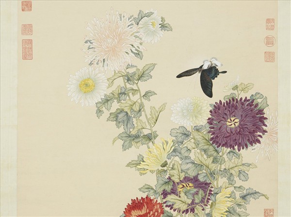 清汪承霈畫菊　軸