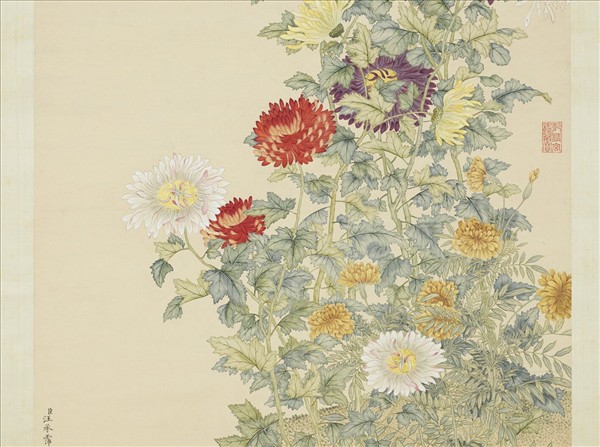 清汪承霈畫菊　軸