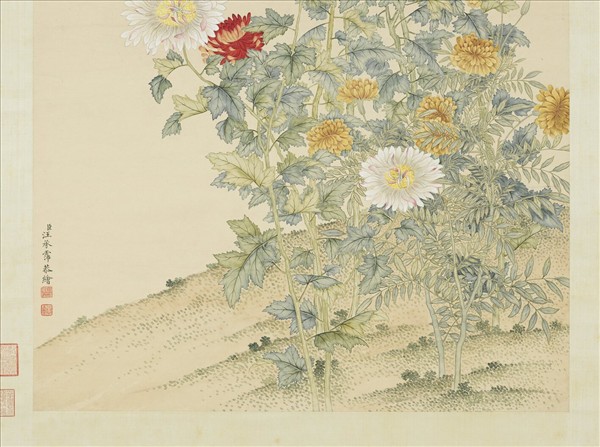 清汪承霈畫菊　軸