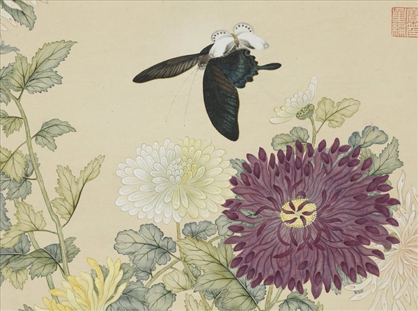 清汪承霈畫菊　軸