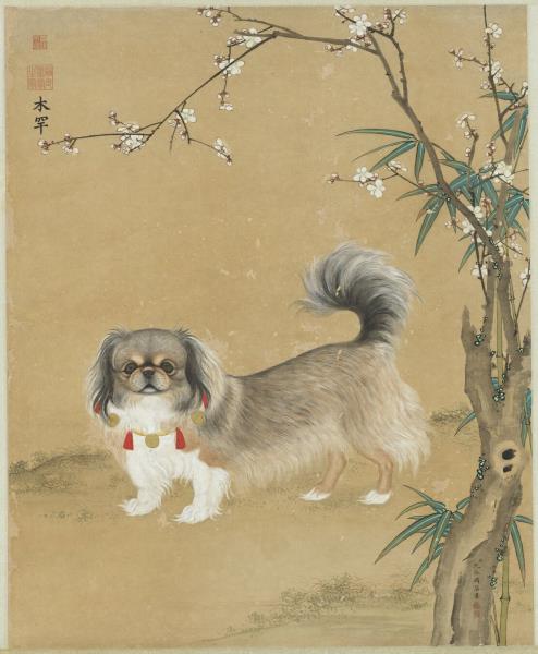 清沈振麟畫狗　軸