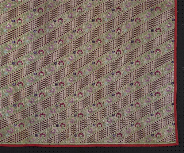 印度 多彩花紋織金錦