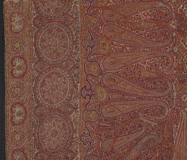 印度 喀什米爾刺繡毛織方形披肩