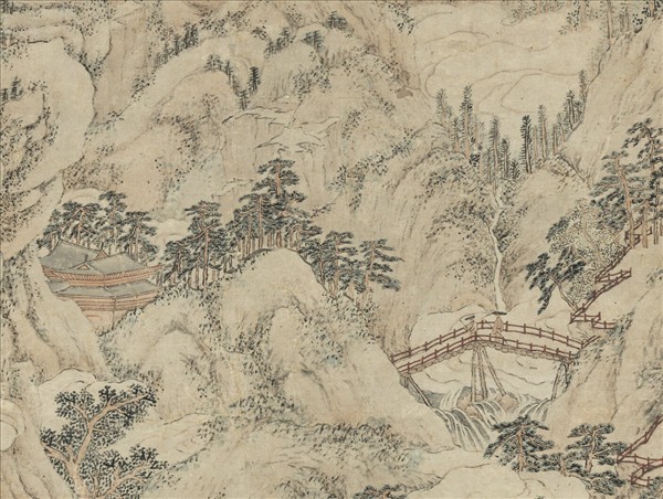 明文嘉仿沈周廬山詩畫　軸