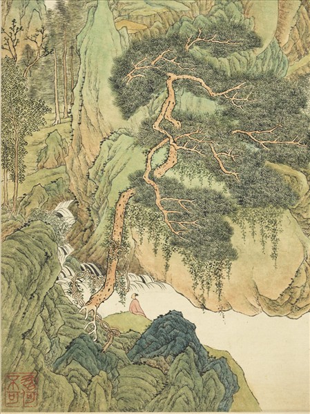 清王翬仿趙孟頫春山飛瀑　軸