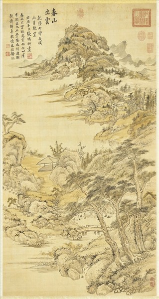 清張鵬翀春山出雲　軸