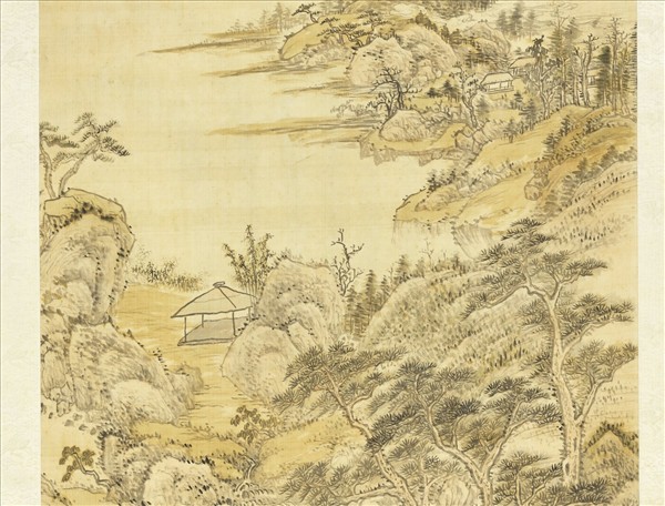 清張鵬翀春山出雲　軸