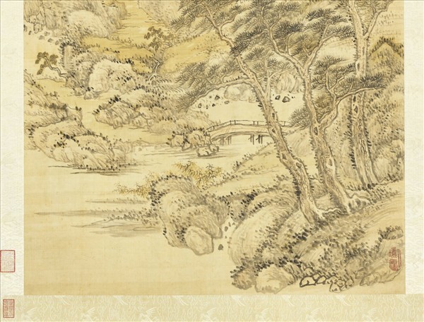 清張鵬翀春山出雲　軸