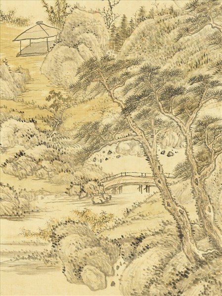 清張鵬翀春山出雲　軸