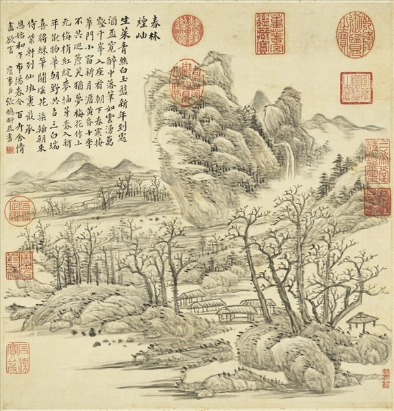 清張鵬翀畫春林煙岫　軸