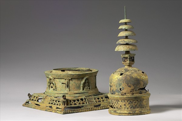 巴基斯坦 古代犍陀羅地區 6世紀 青銅薄片 奉獻塔