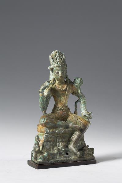 巴基斯坦 斯瓦特 7-8世紀 青銅 蓮華手觀音菩薩半跏思惟像