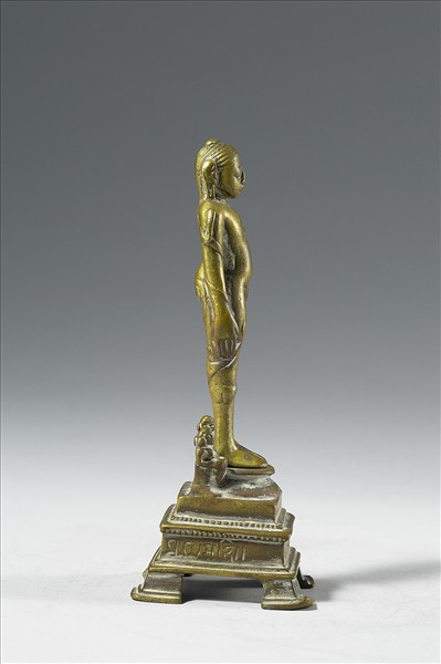 印度東南地區 14世紀 青銅鎏金 耆那教聖者婆呼婆里苦修立禪像