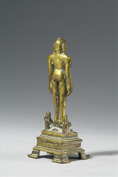印度東南地區 14世紀 青銅鎏金 耆那教聖者婆呼婆里苦修立禪像