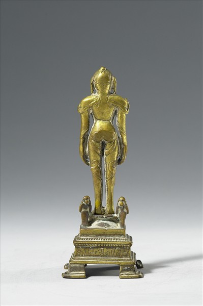 印度東南地區 14世紀 青銅鎏金 耆那教聖者婆呼婆里苦修立禪像