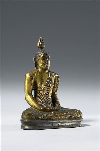 青銅鎏金嵌銀釋迦牟尼佛趺坐像