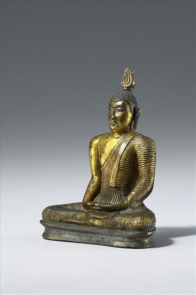青銅鎏金嵌銀釋迦牟尼佛趺坐像