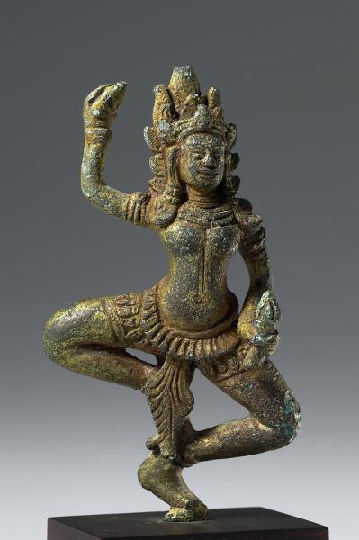 青銅鎏金空行母或天女舞立像