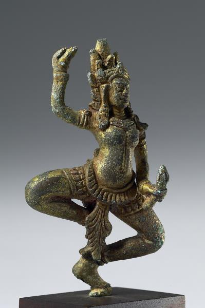 青銅鎏金空行母或天女舞立像